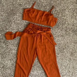 burnt orange jumpsuit!